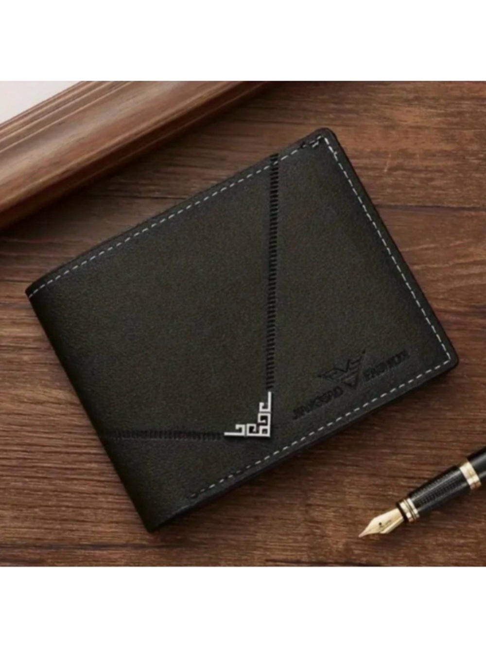 Black PU Leather Wallet Card Holder Slim Bifold Minimalist Men’s Wallet